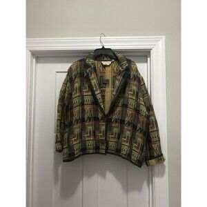 Carolina Colours Womens Blazer Jacket Multicolor Aztec Buttons Pockets Plus 2X